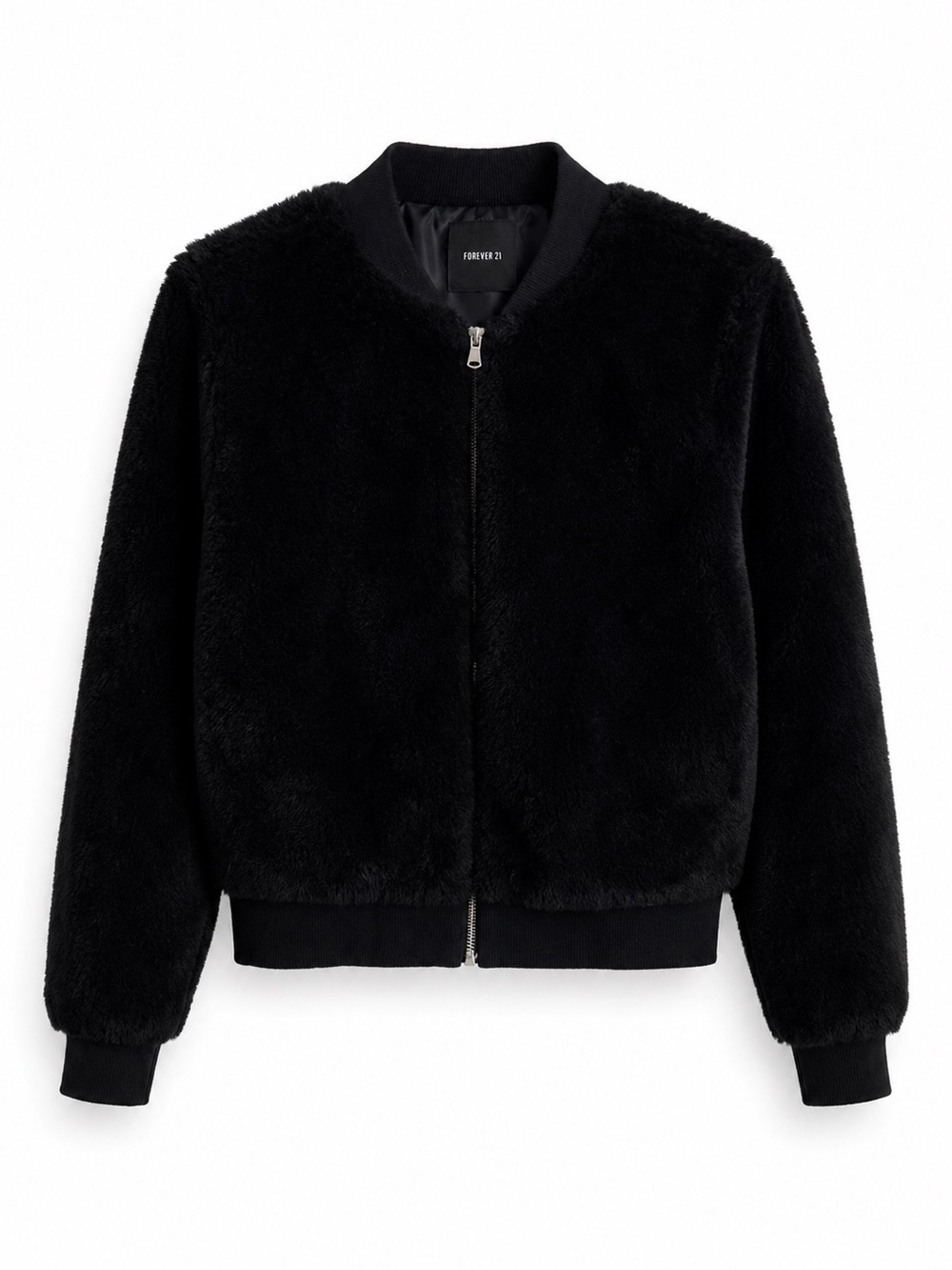 Forever 21 Black Faux Fur Bomber